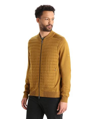 Men's Icebreaker City Label ZoneKnit™ Merino Insulated Knit Bomber Hoodie Clove | CA 1683VRWD